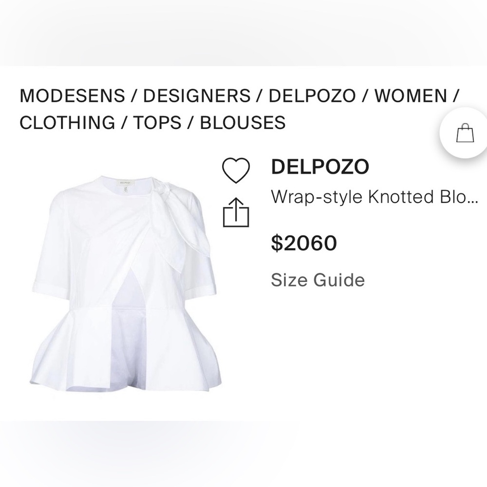 Delpozo Wripe-Style Knotted Blouse in White Size 36 NEW with tags